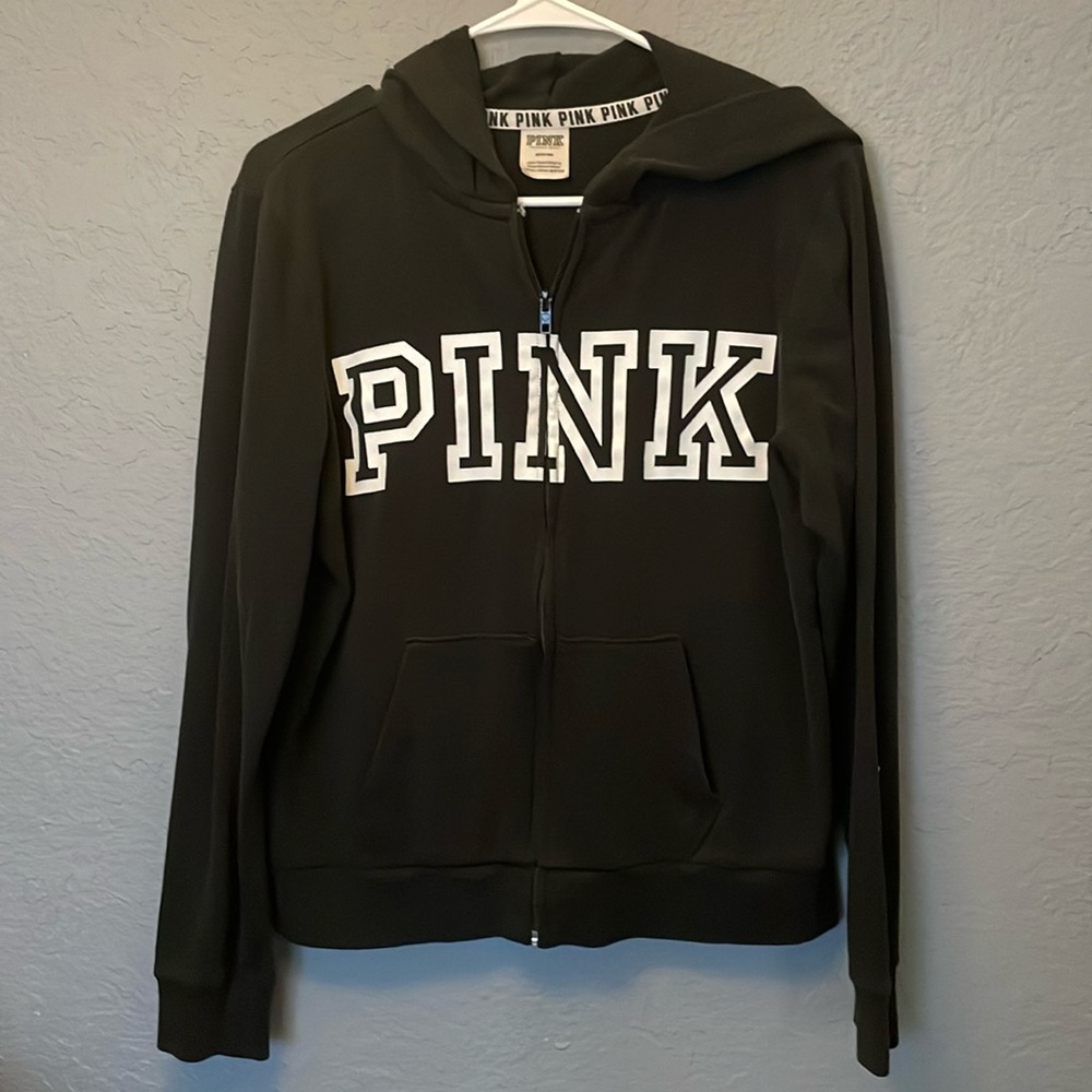 Black and White PINK Zip-up Hoodie